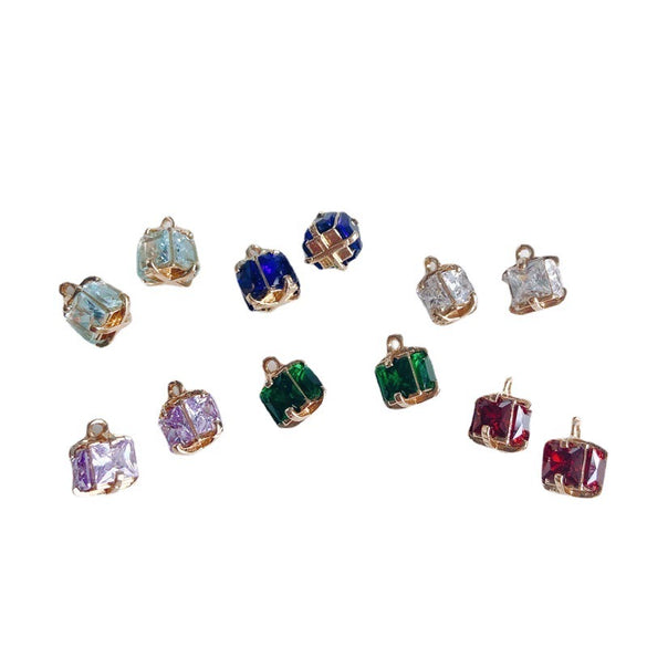 Wholesale Metal Square Crystal Jewelry Accessories With Copper Plated And Electroplating Treatment