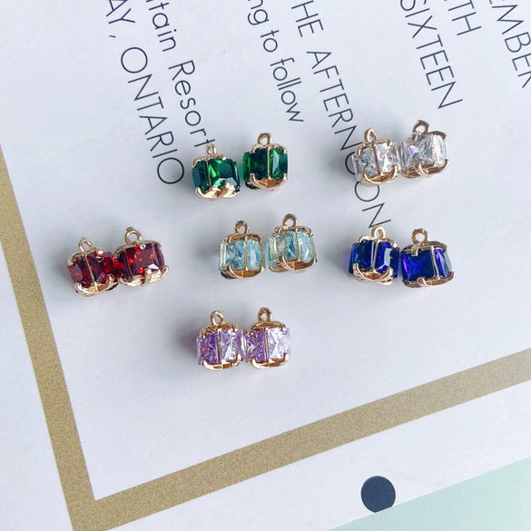 Wholesale Metal Square Crystal Jewelry Accessories With Copper Plated And Electroplating Treatment