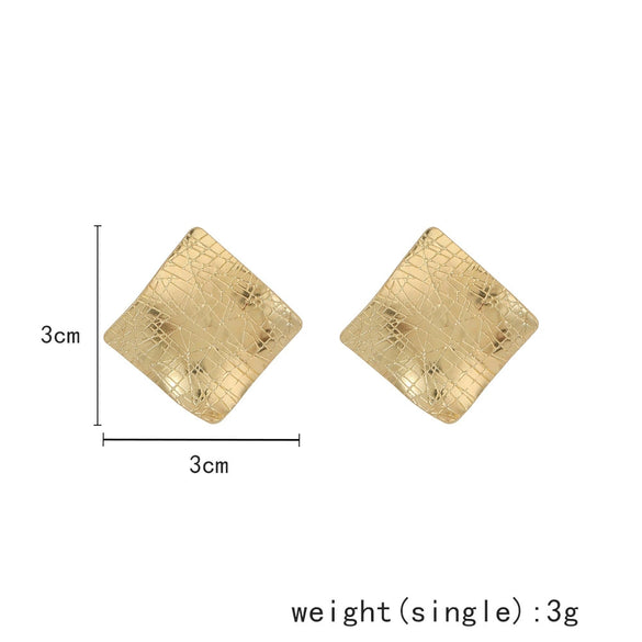Wholesale Metal Square Geometric Earrings With Engraving And Electroplating For Women