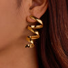 Wholesale Metal Stainless Steel Geometric Wave Spiral Electroplated Earrings For Women Retro Cool Style