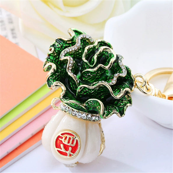 Wholesale Metal Strawberry Creative Cute Women's Rhinestone Keychain