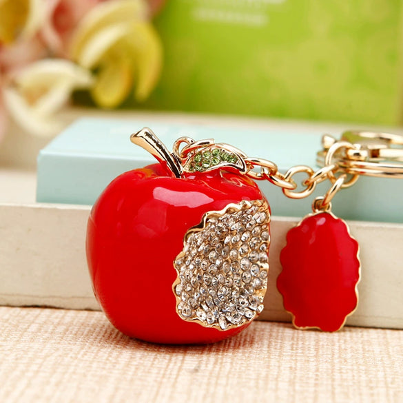 Wholesale Metal Strawberry Creative Cute Women's Rhinestone Keychain