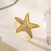 Wholesale Metal Style Copper Electroplated Gold Starfish Open Ring For Women Geometric Design