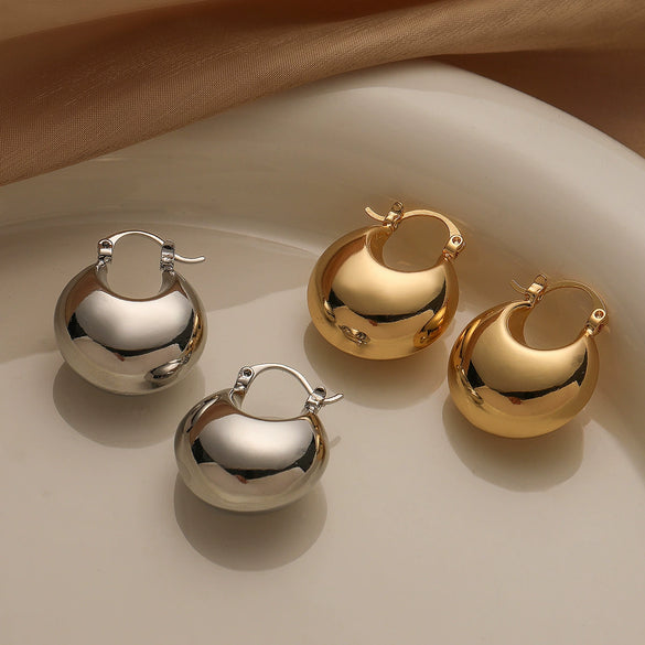 Wholesale Metal Style Copper Plated Geometric Stereo Earrings For Women With Electroplating Finish