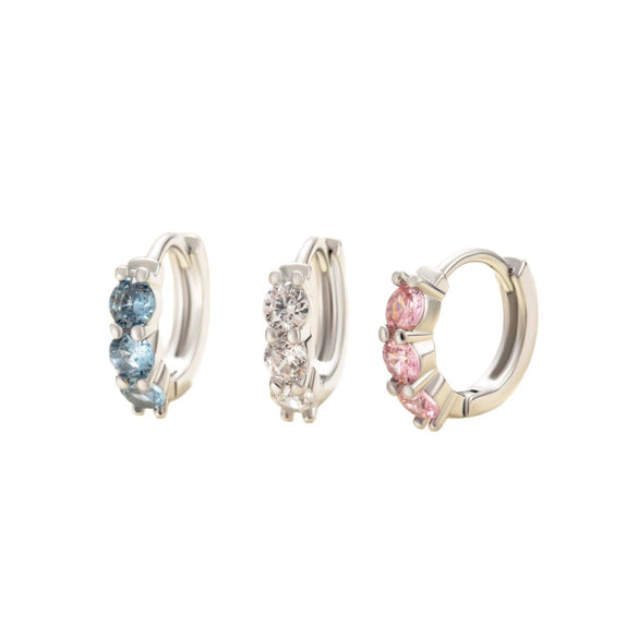 Wholesale Metal Sweet Geometric Copper Zircon Ear Buckle Earrings For Women Electroplated