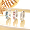 Wholesale Metal Sweet Geometric Copper Zircon Ear Buckle Earrings For Women Electroplated