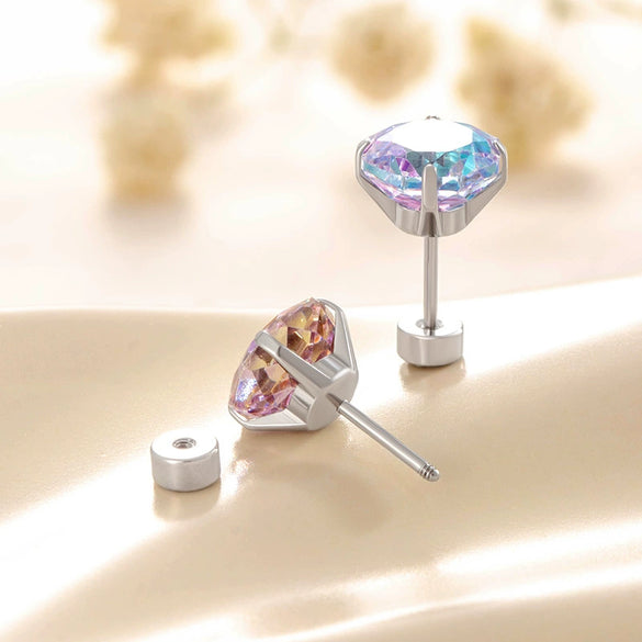Wholesale Metal Sweet Style Flower Shape Zirconia Inlaid Titanium Steel Ear Nails For Women