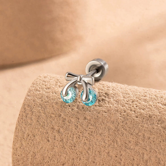 Wholesale Metal Sweet Style Fruit Shape Electroplating Titanium Steel Cartilage Puncture Ear Bone Nail