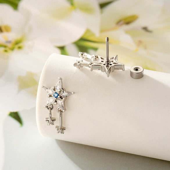 Wholesale Metal Tassel Star Inlaid Zircon Earrings For Unisex