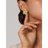 Wholesale Metal Titanium Steel Flower Earrings With French Niche Design Sense And Electroplating Process For Women