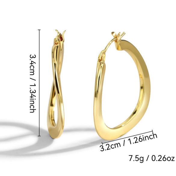 Wholesale Metal Twisted Ring Earrings Copper Geometric Style Electroplated For Women