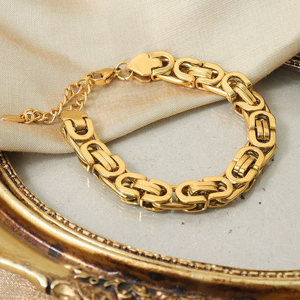 Wholesale Metal Watch Chain Bracelet 316L Stainless Steel Retro Hip Hop Geometric Electroplated Unisex