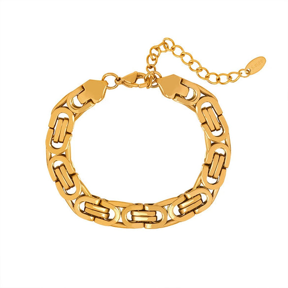 Wholesale Metal Watch Chain Bracelet 316L Stainless Steel Retro Hip Hop Geometric Electroplated Unisex