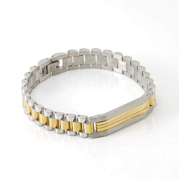 Wholesale Metal Watch Chain 316L Stainless Steel Men's Geometric Vacuum Plated Bracelet