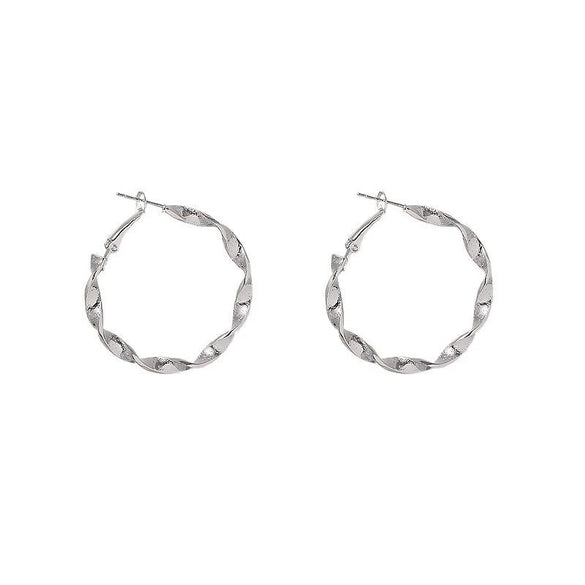 Wholesale Metal Wave Pattern Circle Earrings With Electroplating For Women