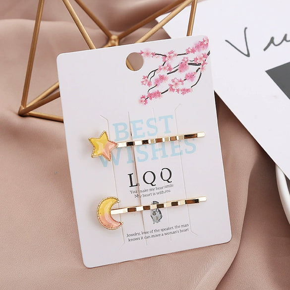 Wholesale Metal Women's Cute Fairy Cat Star Hairpin Side Clip With Electroplating Treatment