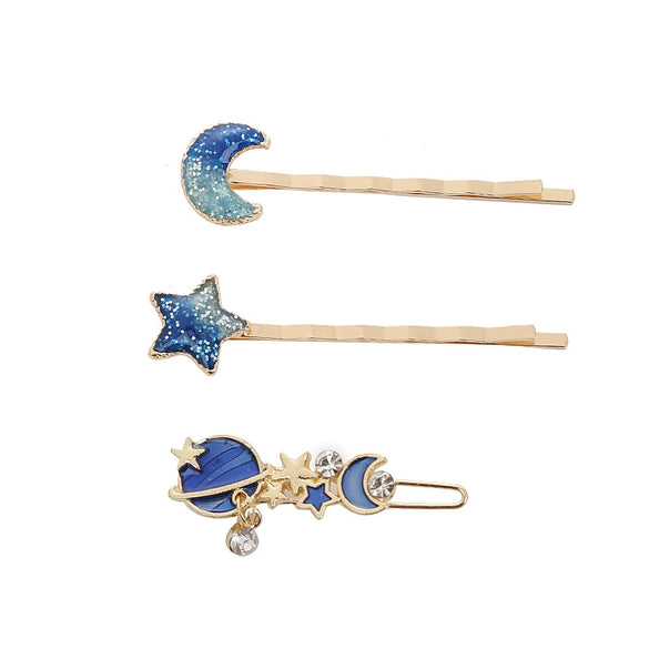 Wholesale Metal Women's Cute Fairy Cat Star Hairpin Side Clip With Electroplating Treatment