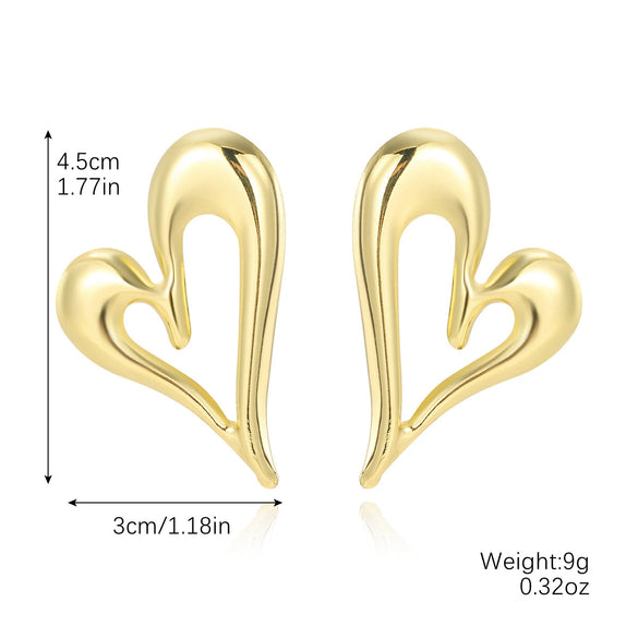 Wholesale Metal Women's Exaggerated Geometric Heart Earrings With Electroplating