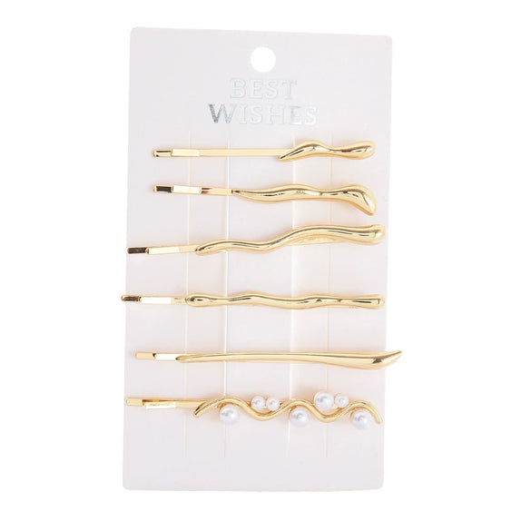 Wholesale Metal Women's Simple Cute Geometric Oneword Clip Hairpin With Electroplating
