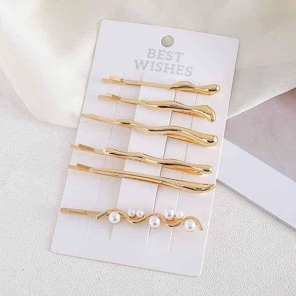 Wholesale Metal Women's Simple Cute Geometric Oneword Clip Hairpin With Electroplating