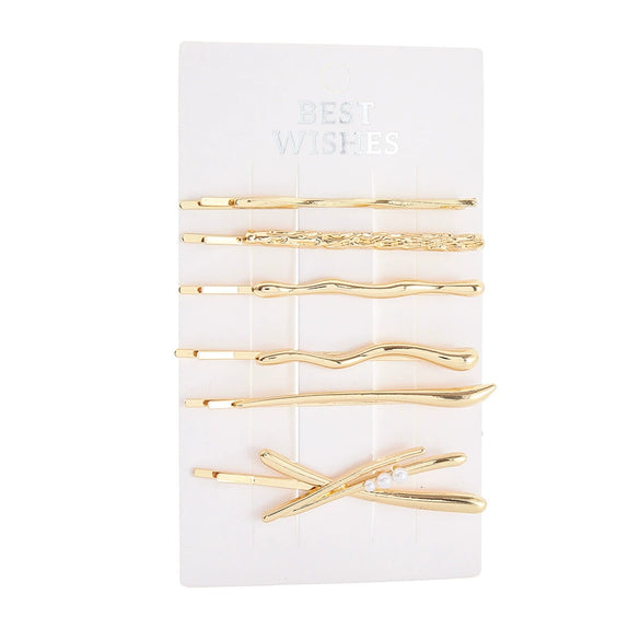 Wholesale Metal Women's Simple Cute Geometric Oneword Clip Hairpin With Electroplating