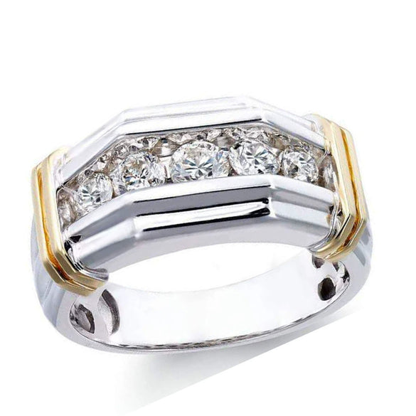 Wholesale Metal Women's Sporty Style Twocolor Ring With Micro Inlaid Zircon And Electroplating