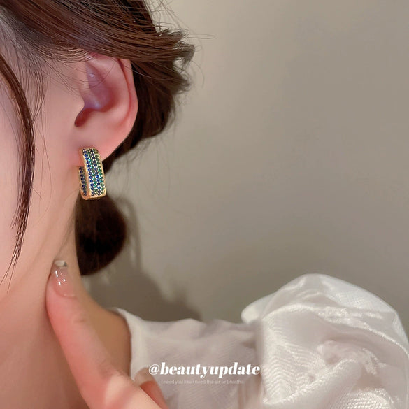 Wholesale Metal Zircon Geometric U Shaped Women's Fashion Earrings