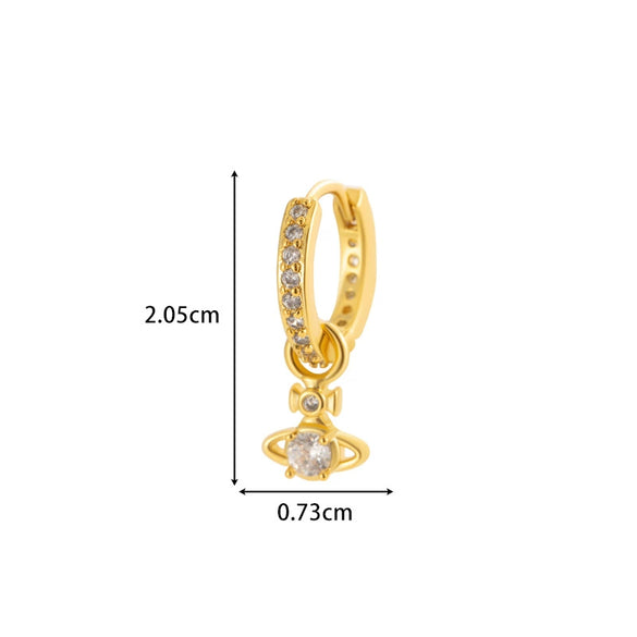 Wholesale Metal Zircon Heart Shape Pendant Cartilage Earring With Electroplating