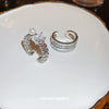 Wholesale Metal Zircon Pearl Double Layer Opening Finger Ring With Geometric Design