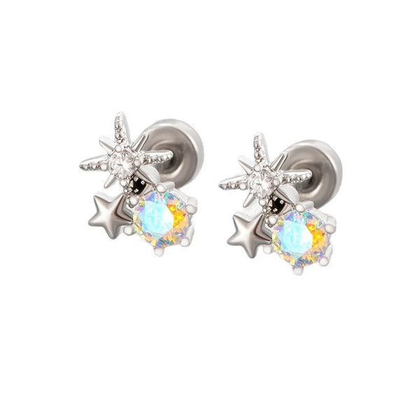 Wholesale Metal Zirconia Fashion Unisex Star Earrings For Cartilage Puncture