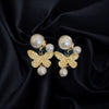 Wholesale Metallic Butterfly Pearl Earrings Zinc Alloy Animal Pattern Electroplating Light Luxury Style For Women