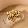 Wholesale Metallic Irregular Geometric Thread Wave Titanium Steel Earrings For Women Electroplated Ear Jewelry