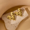 Wholesale Metallic Irregular Geometric Thread Wave Titanium Steel Earrings For Women Electroplated Ear Jewelry