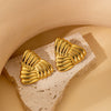 Wholesale Metallic Irregular Geometric Thread Wave Titanium Steel Earrings For Women Electroplated Ear Jewelry
