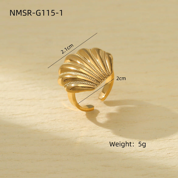 Wholesale Metallic Stainless Steel Ring With Starfish Shell Design Electroplating For Women