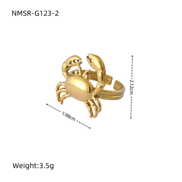 Wholesale Metallic Stainless Steel Ring With Starfish Shell Design Electroplating For Women