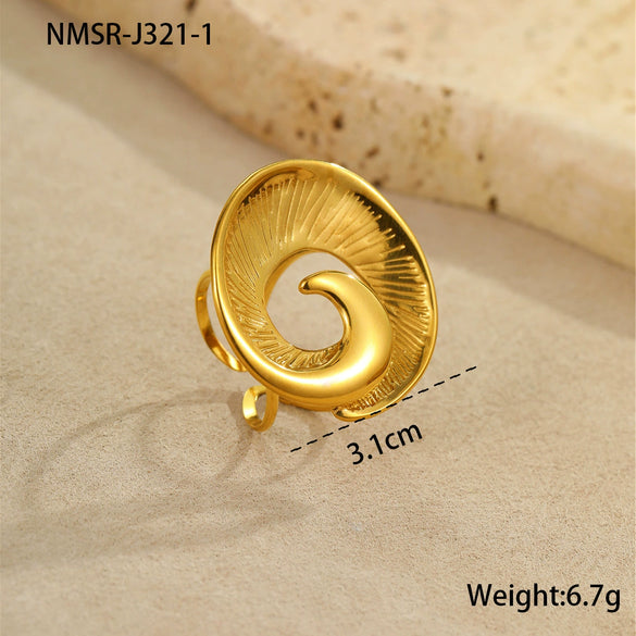 Wholesale Metallic Stainless Steel Ring With Starfish Shell Design Electroplating For Women