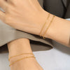 Wholesale Meticulous Double Layer Snake Bone Beaded Chain Exquisite Bracelet In Titanium Steel With 18K Gold Plated Electroplating For Personalized Style