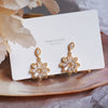 Wholesale Micro Inlaid Zircon Crystal Flower Earrings For Women Copper Material Retro Style