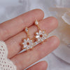 Wholesale Micro Inlaid Zircon Crystal Flower Earrings For Women Copper Material Retro Style