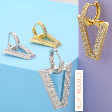 Wholesale Micro-studded Zircon Earrings Inverted Triangle Earrings Gooddiy