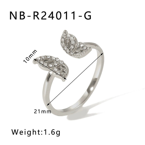 Wholesale Microencrusted Diamond Stainless Steel Doublelayer Pearl Simple Ring Set Geometric Shape Electroplated Hand Jewelry Unisex
