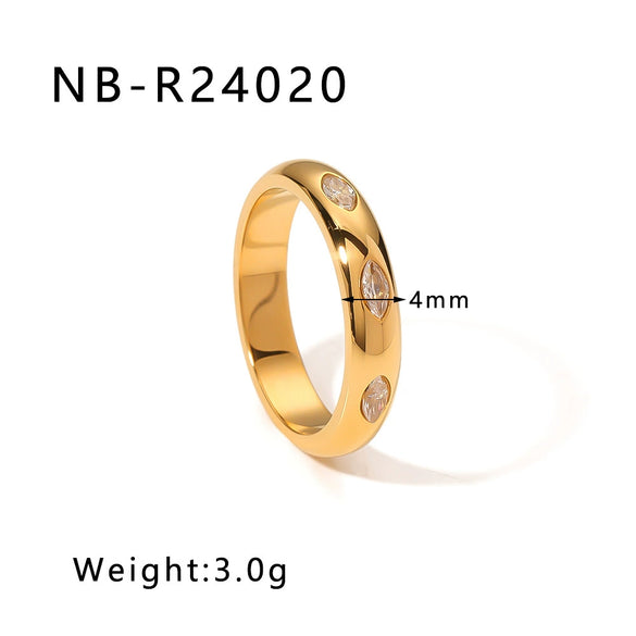Wholesale Microencrusted Diamond Stainless Steel Doublelayer Pearl Simple Ring Set Geometric Shape Electroplated Hand Jewelry Unisex