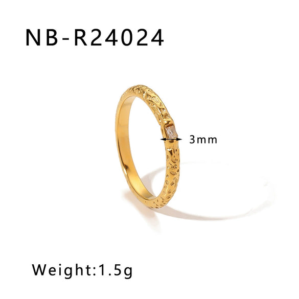 Wholesale Microencrusted Diamond Stainless Steel Doublelayer Pearl Simple Ring Set Geometric Shape Electroplated Hand Jewelry Unisex