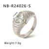 Wholesale Microencrusted Diamond Stainless Steel Doublelayer Pearl Simple Ring Set Geometric Shape Electroplated Hand Jewelry Unisex
