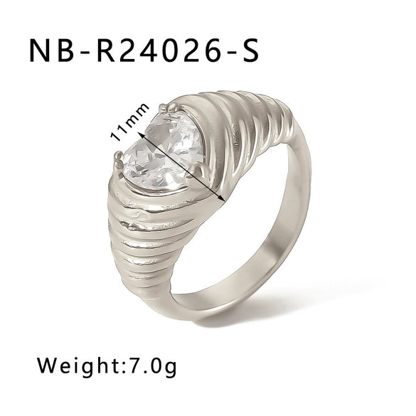 Wholesale Microencrusted Diamond Stainless Steel Doublelayer Pearl Simple Ring Set Geometric Shape Electroplated Hand Jewelry Unisex