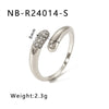 Wholesale Microencrusted Diamond Stainless Steel Doublelayer Pearl Simple Ring Set Geometric Shape Electroplated Hand Jewelry Unisex