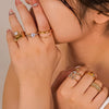 Wholesale Microencrusted Diamond Stainless Steel Doublelayer Pearl Simple Ring Set Geometric Shape Electroplated Hand Jewelry Unisex