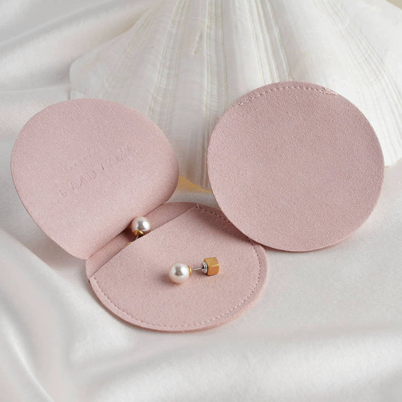 Wholesale Microfiber Envelope Jewelry Bag With Double Sided Velvet Round Shape Thermal Transfer Printing