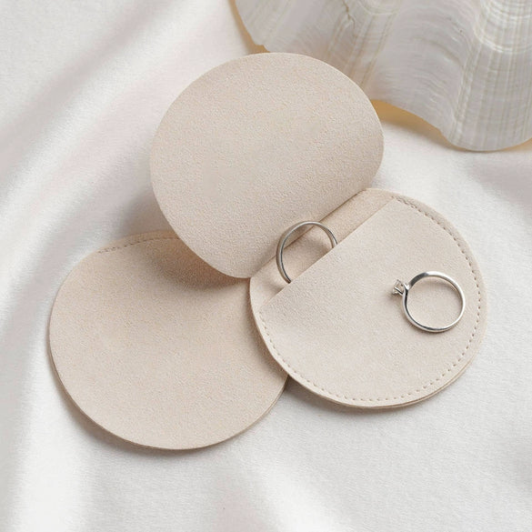 Wholesale Microfiber Envelope Jewelry Bag With Double Sided Velvet Round Shape Thermal Transfer Printing